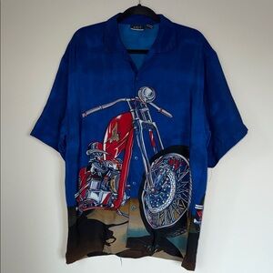 Vintage J/E/T Motorcycle Graphic Button Up Shirt